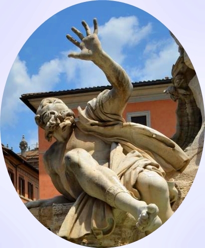 La Plata River statue with curious hand gesture, Piazza Navona