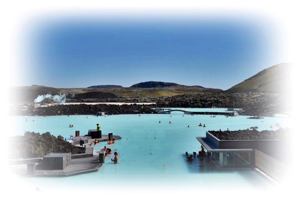 Blue Lagoon and the lava field, Iceland