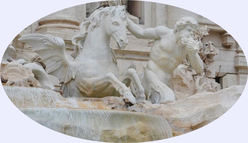 Triton and a sea-horse, Trevi Fountain, Rome