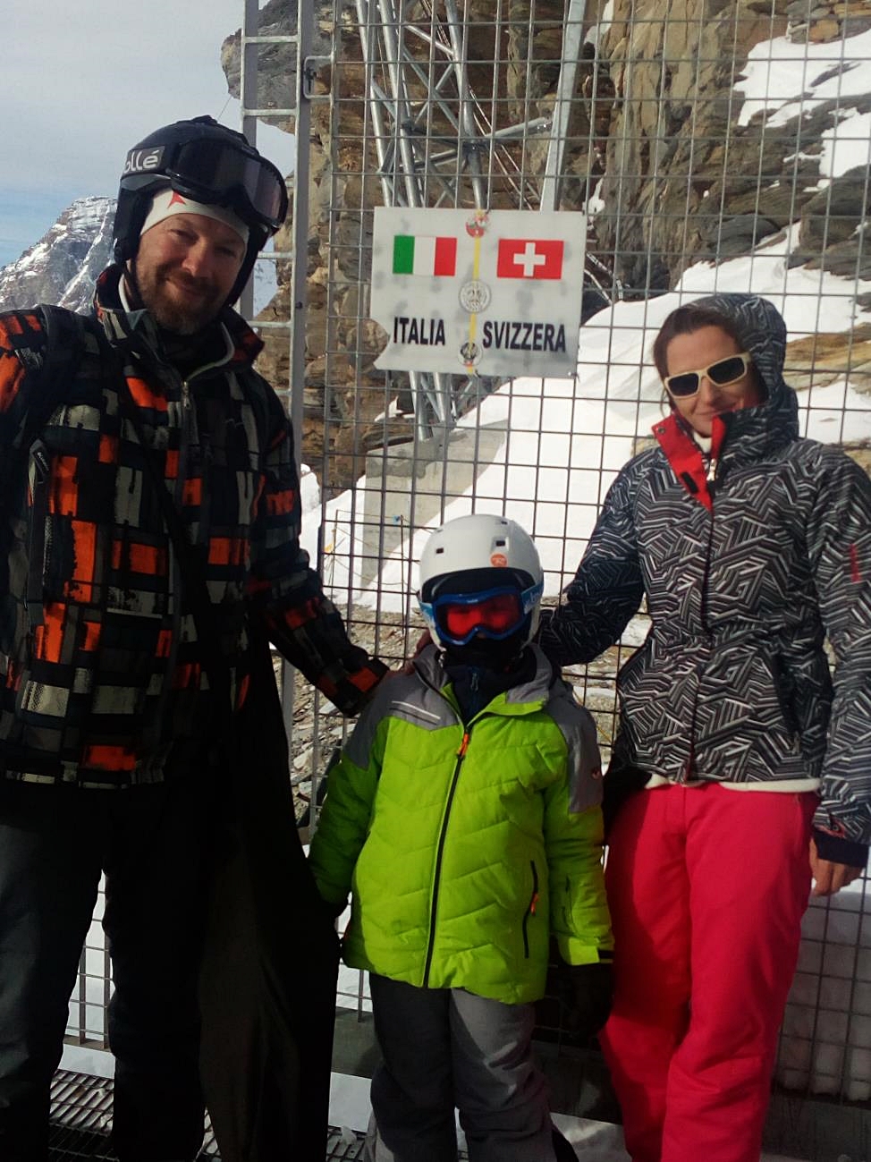 My family and I at the Italian - Swiss mountain border