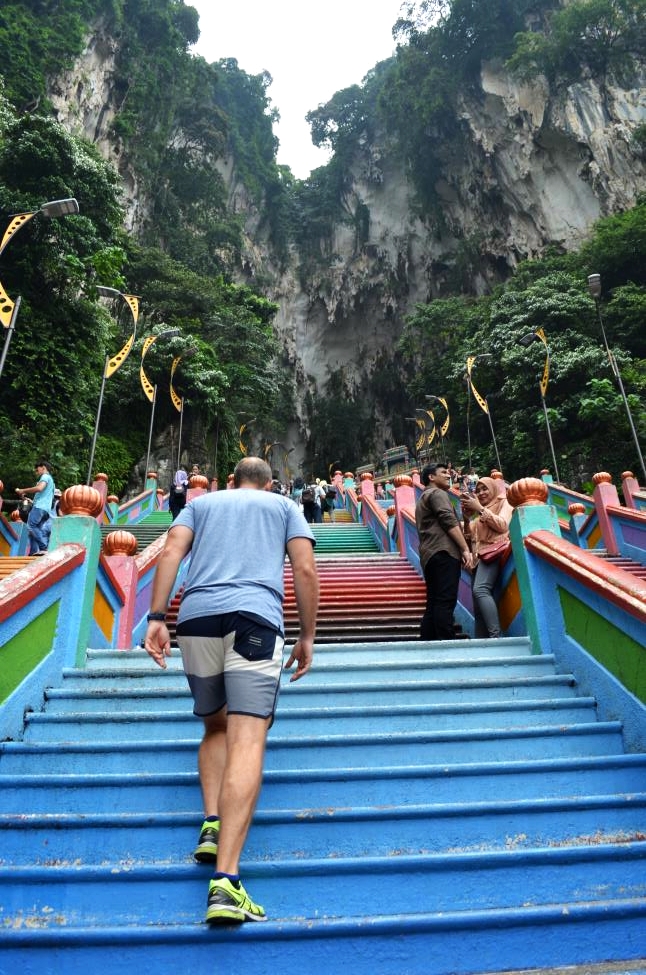 My way to eternity, I am climbing 272 steps to the main cave, Batu Caves steps