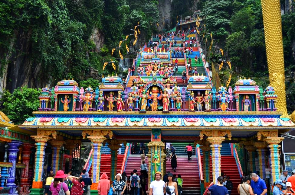 Vivid colors of the famous Temple Cave steps