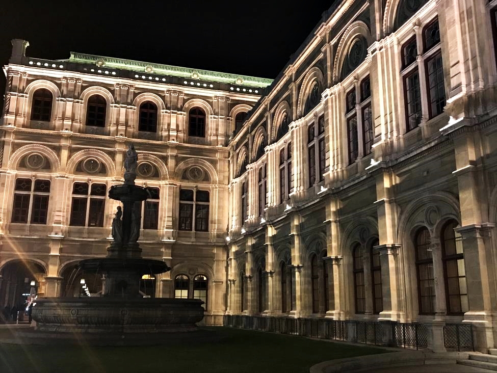 Vienna Opera architecture by night