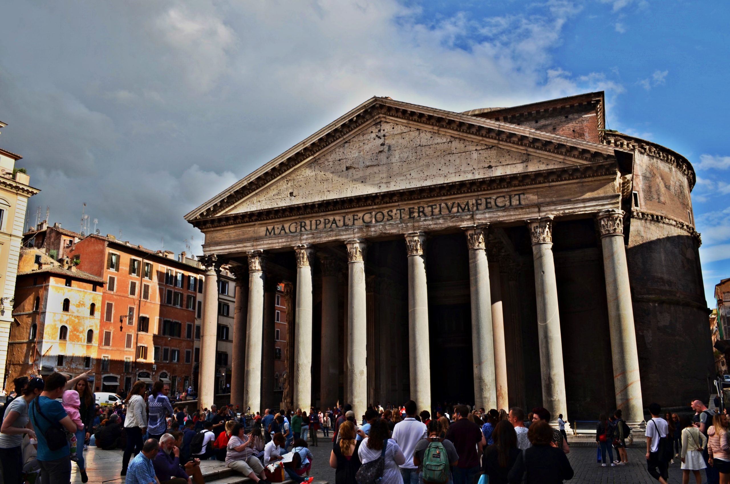 After 2000 years, Pantheon still stands firm. View of the Pantheon with blue sky in the background
