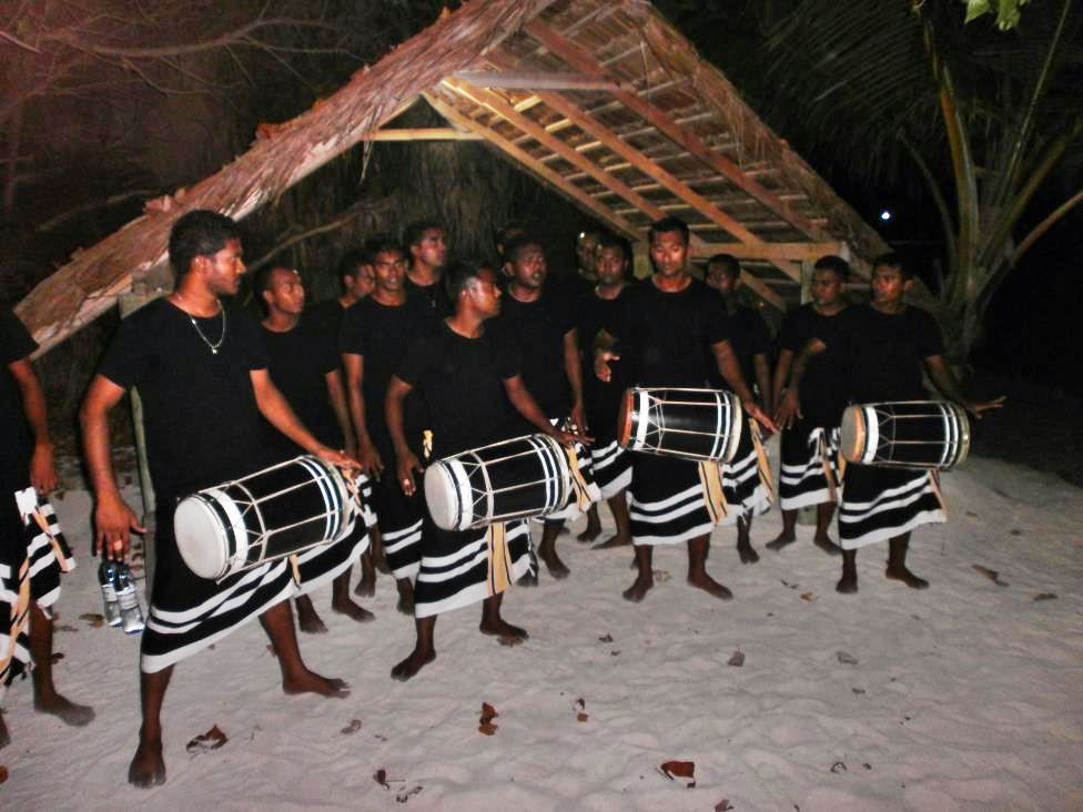 Performance of a local music band with traditional drums from Maldives