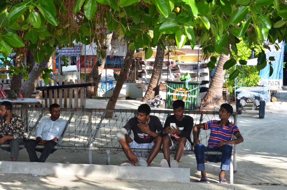 Locals from Maafushi island resting during afternoon